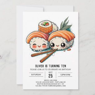 Anpassningsbar Sushi Äventyr Barns födelsedag Inbjudningar