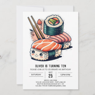 Anpassningsbar Sushi Night Birthday Inbjudningar
