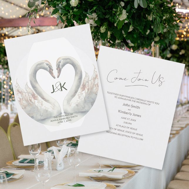 Anpassningsbar Svan Bröllop Flygblad (Custom Swan Wedding Flyers (front and back))