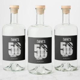 Anpassningsbar svart 50:e valfri Födelsedagsfest Spritflaskor Etikett