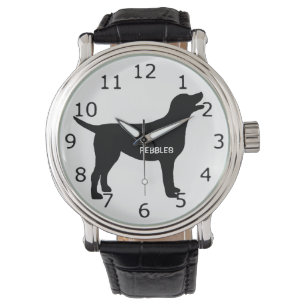 ANPASSNINGSBAR Svart lab Hund Silhouette Armbandsur