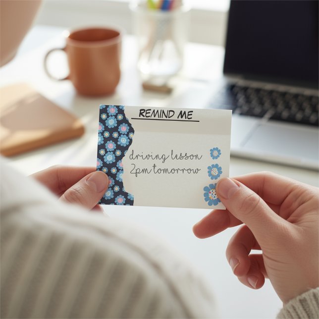 Anpassningsbar svart och blå blomma Gräns Post-it Block (Be cute, be original with a post it note that's all about you.)