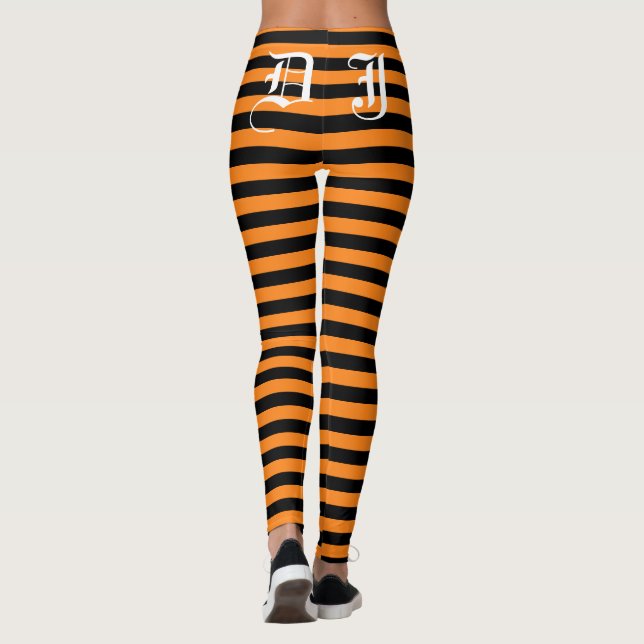 Anpassningsbar, svart och orange, Halloween fest Leggings (Baksida)