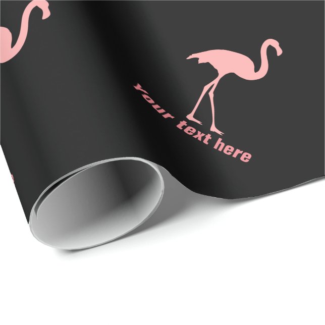 Anpassningsbar svart och rosa flamingo, papper presentpapper (Rullad Hörn)