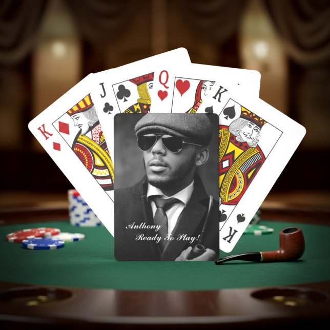Anpassningsbar, svart och vit fotomodern Personlig Casinokort (Custom Black And White Photo Modern Personalized Poker Cards is great to play with family and friend)