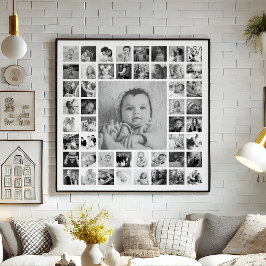 Anpassningsbar, svart och vit Personlig för fotoko Poster