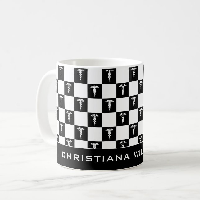 Anpassningsbar Svart och vitt medicinskt tecken Ca Kaffemugg (Framsida vänster)