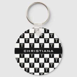 Anpassningsbar Svart och vitt medicinskt tecken Ca Nyckelring