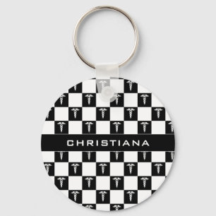 Anpassningsbar Svart och vitt medicinskt tecken Ca Nyckelring