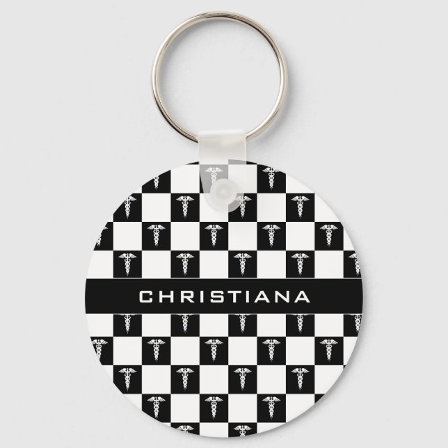 Anpassningsbar Svart och vitt medicinskt tecken Ca Nyckelring (Framsida)