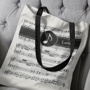 Anpassningsbar svart och vitt musik noter tygkasse