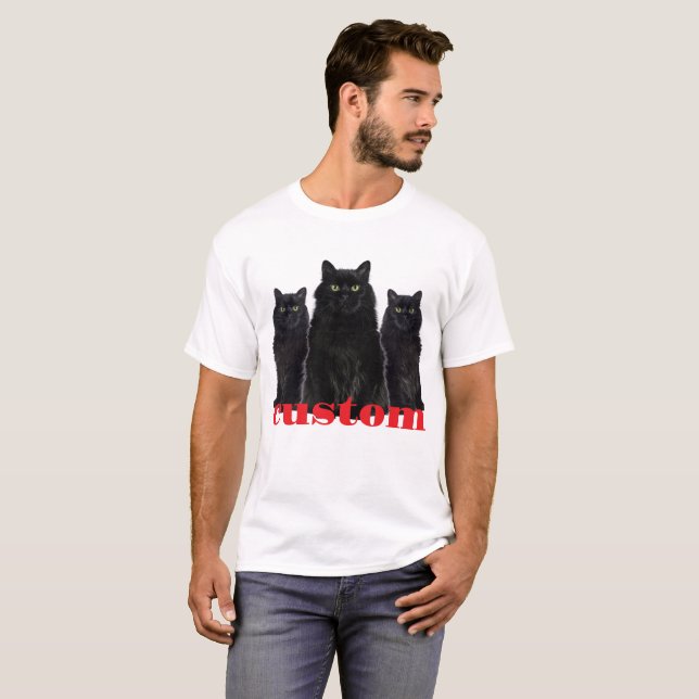 Anpassningsbar Svarta katter Graphic T-Shirt (Hel framsida)