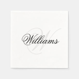 Anpassningsbar Svartvit Monogram Initial Namn Pappersservett