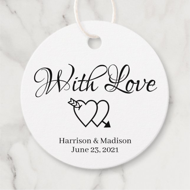 Anpassningsbar svartvita manushjärtan Bröllop-gåva Gåvor Etiketter (Framsida)