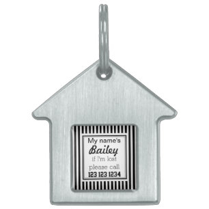 Anpassningsbar Svartvitt stripe ID-bricka Husdjur