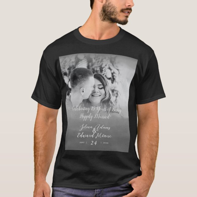 Anpassningsbar - svartvitt - tilläggsfotoårsdag t shirt (Framsida)