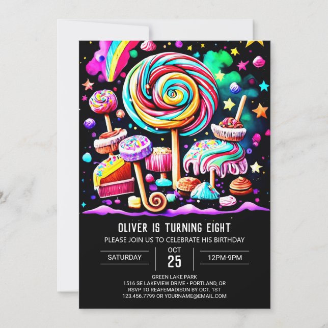 Anpassningsbar Sweet Firande Birthday Inbjudningar (Framsida)