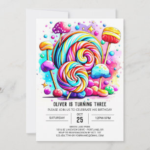 Anpassningsbar Sweet Lollipop Birthday Inbjudningar
