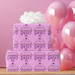 Anpassningsbar Sweet sixteen Rosa Tiara Presentpapper