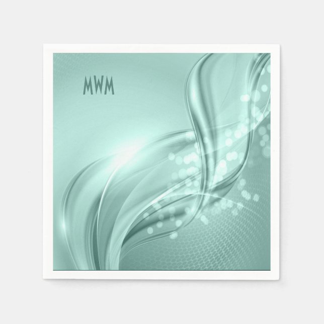 Anpassningsbar Swirl Mint Grönt Mönster Cocktail N Pappersservett (Framsidan)