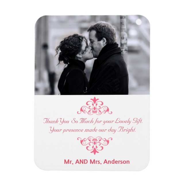 Anpassningsbar Swirls Wedding Favor Tack Photo Mag Magnet (Vertikal)