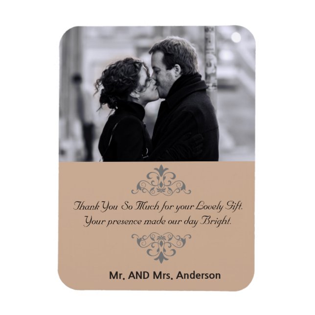 Anpassningsbar Swirls Wedding Favor Tack Photo Mag Magnet (Vertikal)
