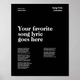 Anpassningsbar Swiss Stil Lyrics Poster Sång Lyric