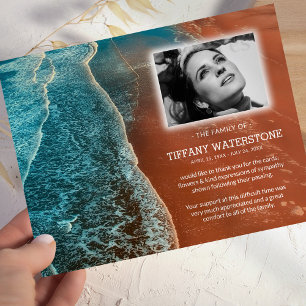 Anpassningsbar Sympathy Beach Funeral Tack Kort