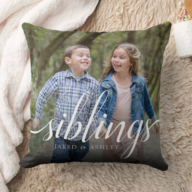 Anpassningsbar Syskon Brother Sister Photo Handwri Kudde (Filt)
