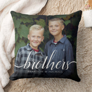 Anpassningsbar Syskon Brothers Photo Handskrift Kudde