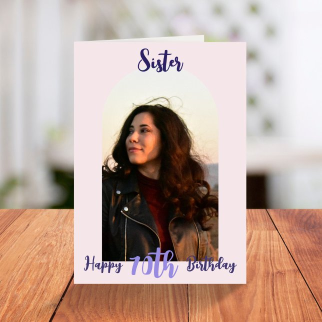 Anpassningsbar Syster 70:e födelsedag Rosa Foto Ar Kort (Skapare uppladdad)