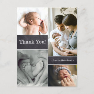 Anpassningsbar Tack Chalkboard Photo Collage Baby Vykort