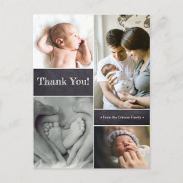 Anpassningsbar Tack Chalkboard Photo Collage Baby Vykort