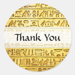 Anpassningsbar "Tack" Gult för egyptiska hieroglyf Runt Klistermärke