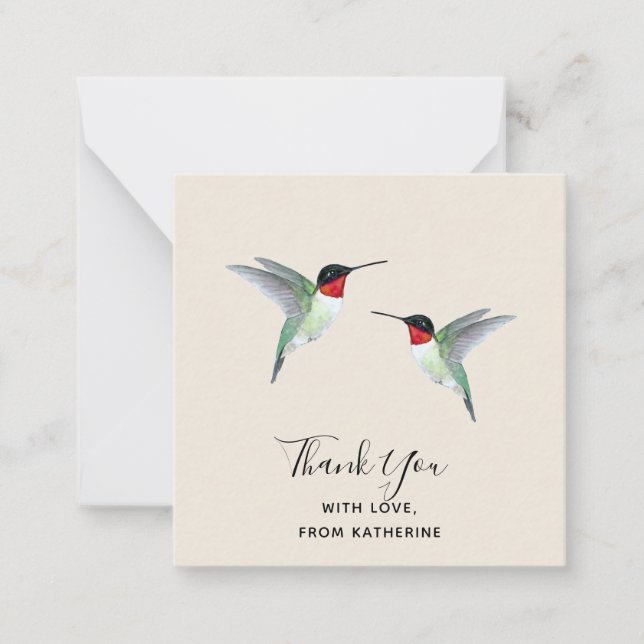 Anpassningsbar Tack Hummingbird Note Card Anteckningskort (Framsida)