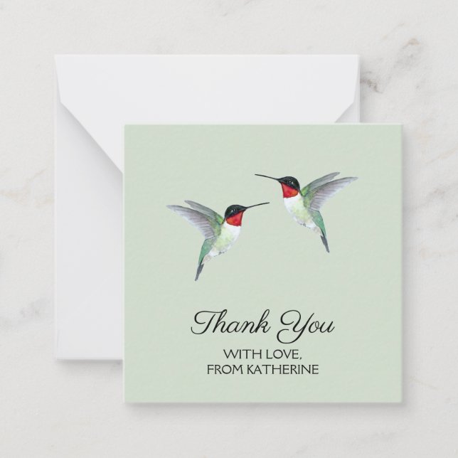 Anpassningsbar Tack Hummingbird Note Card Anteckningskort (Framsida)