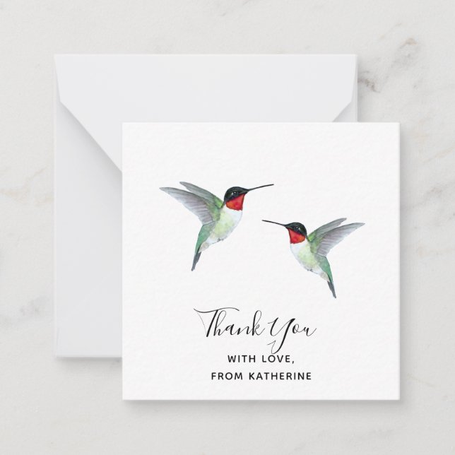 Anpassningsbar Tack Hummingbird Note Card Anteckningskort (Framsida)