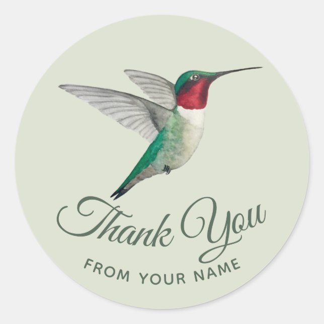 Anpassningsbar Tack Hummingbird Sticker Runt Klistermärke (Framsida)