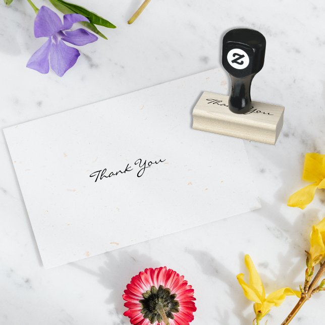 Anpassningsbar Tack Modern Chic Elegant bröllop Wo Stämpel (Custom Thank You Modern Chic Elegant Wedding Wood Rubber Stamp)
