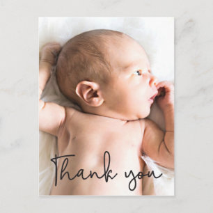 Anpassningsbar Tack Script Baby Photo Vykort