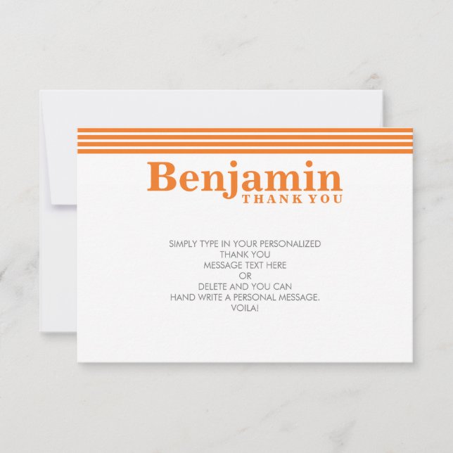 ANPASSNINGSBAR TACKKORT coola modern fet namn oran Tack Kort (Framsida)