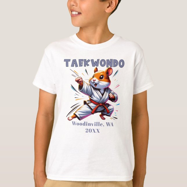 Anpassningsbar Taekwondo Practier, platsdatum Namn T Shirt (Framsida)