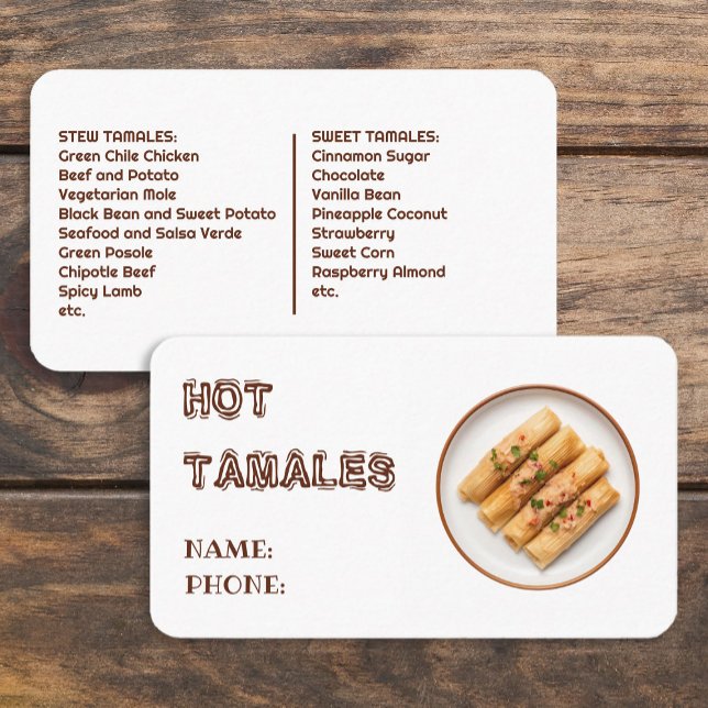 Anpassningsbar Tamales Visitkort (Custom Tamales Business Cards)