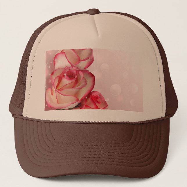 Anpassningsbar Tan och Brun-Kapad Ljus Rosa Ros Keps (Framsida)