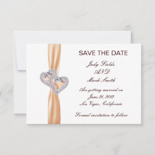 Anpassningsbar Tangerine Hearts Save The Date-kort Inbjudningar