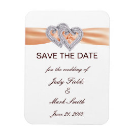 Anpassningsbar Tangerine Hearts Spara datum magnet