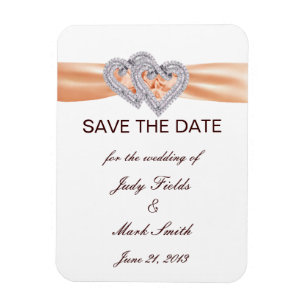 Anpassningsbar Tangerine Hearts Spara datum magnet