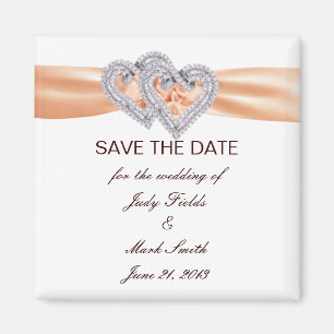 Anpassningsbar Tangerine Hearts Spara datum magnet