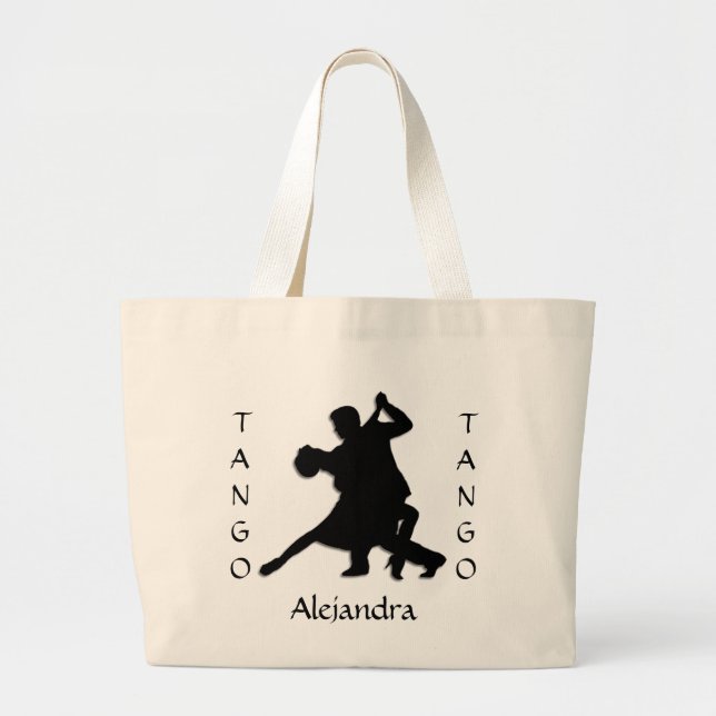 Anpassningsbar Tango Dance Silhouette Tote Bag Jumbo Tygkasse (Framsidan)