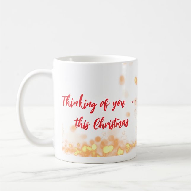 🎨 Anpassningsbar "Tänker på dig denna jul" Kaffemugg (Vänster)